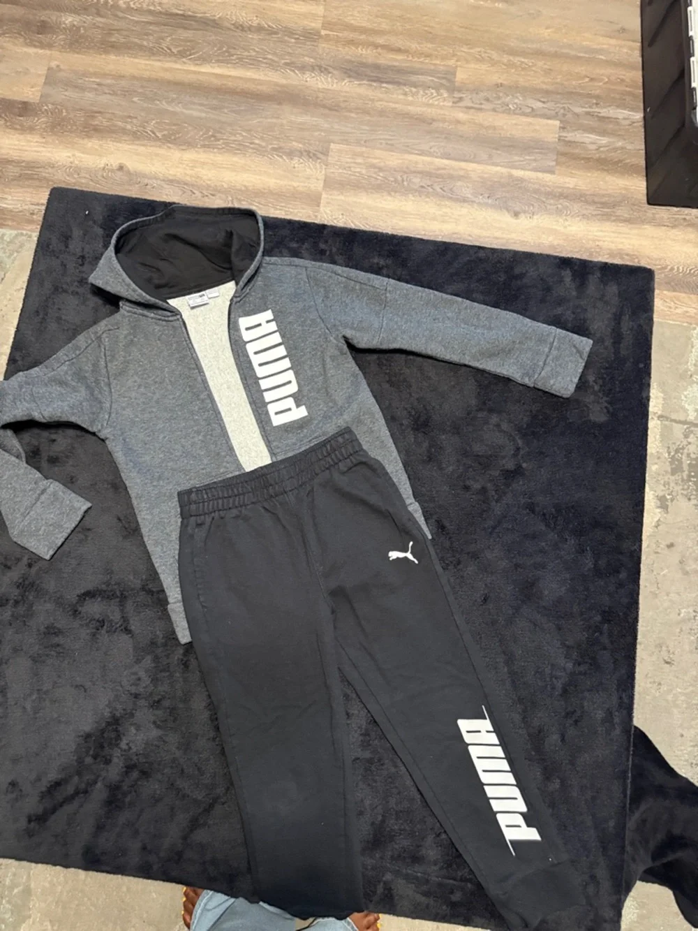 Puma Grey and Black Boys Zip Hoodie with Joggers - Picture 1 of 3
